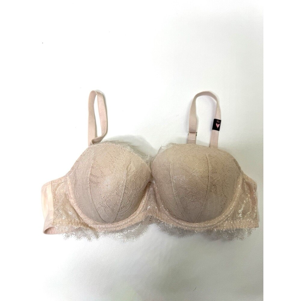 NWT Victoria's Secret Bra Women 36C Beige Pink Lace Lightly Lined Demi Underwire